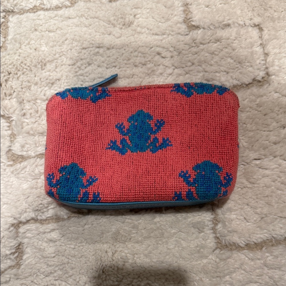 Stubbs & Wooton Frog Patterned Pouch 5x7 inches